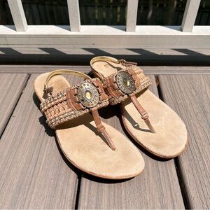 White Mountain Elegant Tan Beaded Women's Sandals